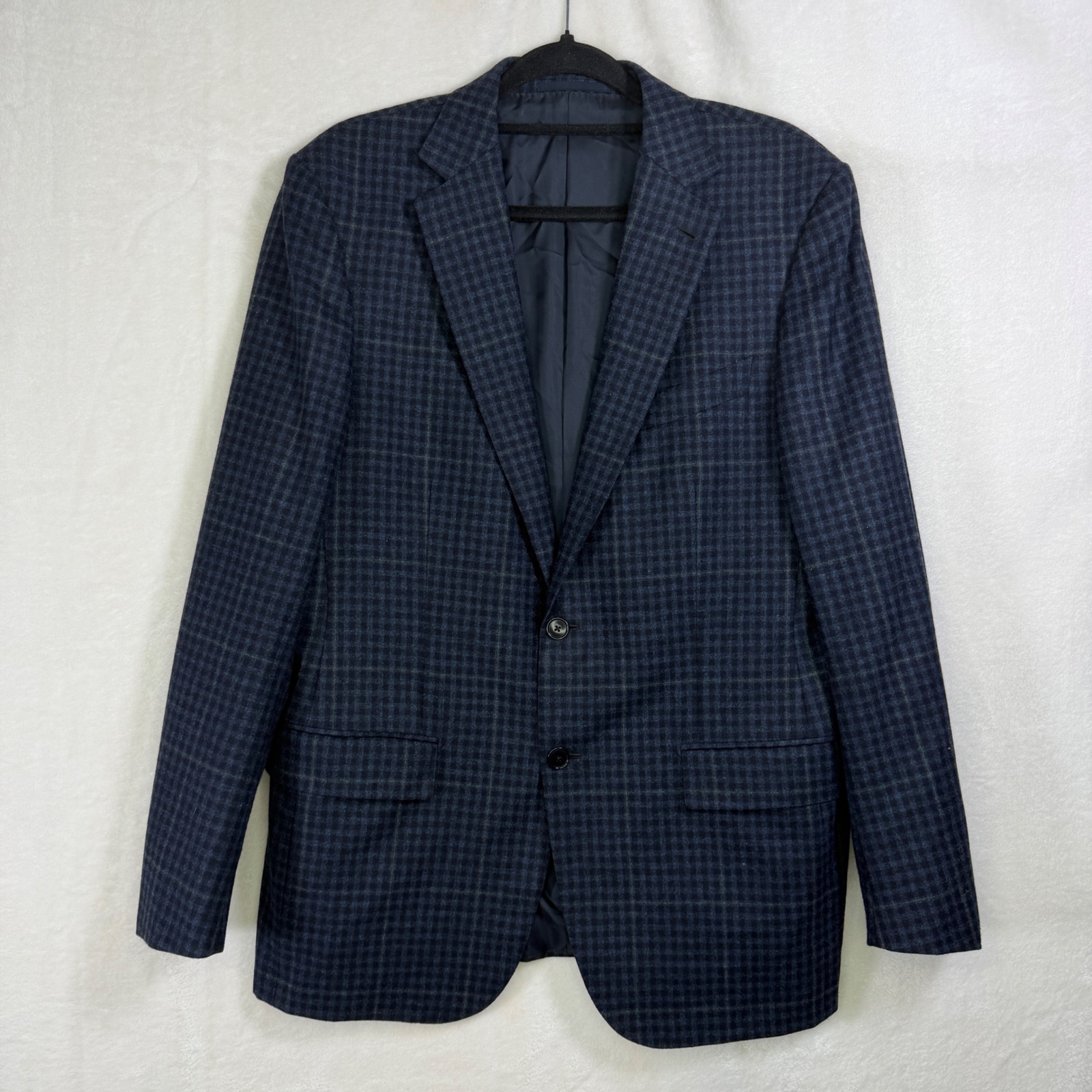 Ermenegildo Zegna Blazer Mens 52r Blue Mila Wool Cashmere Check Sport Coat